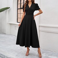 Collection Printemps/Été 2026 – Nouveauté : Robe plissée élégante et tendance pour femme, taille haute, couleur unie, en polyester et élasthanne, style vintage transfrontalier