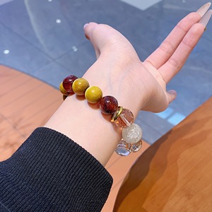 Groothandel natuurlijke modieuze prachtige rode bloem kristal kralen trendy unisex armband verjaardagscadeau - Product Image 3