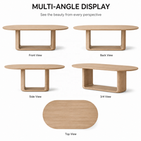 Table à manger elliptique moderne en bois sur mesure avec base sculpturale, fabricant de tables de luxe en bois de frêne pour projets commerciaux