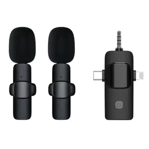 Réduction du bruit double mini microphones professionnels Micro personnalisé un glisser deux microphones cravate sans fil et tapis de téléphone Android