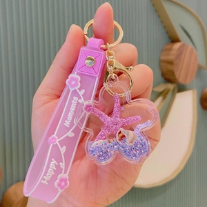 2022 Promotional Gifts Clear Acrylic Liquid Oil and Water Love Heart <strong>Keychain</strong> <strong>Packed</strong> in Carton - Product Image 5