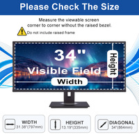 Filtre de confidentialité anti-espionnage et anti-regard indiscret bidirectionnel, anti-reflet, anti-UV, protection d'écran pour moniteur de bureau ultra-large 34 pouces 21:9