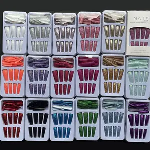 थोक 24pcs रंगीन कस्टम महिलाओं के लिए निजी लेबल नाखून कृत्रिम नाखूनों पर विक्रेताओं प्रेस