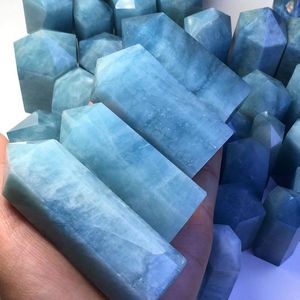 Bacchetta curativa blu naturale all'ingrosso della torre del quarzo dei punti di cristallo del Gmetone dell'acquamarina per la decorazione domestica - Product Image 1