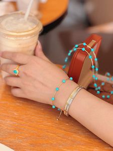 Xinfly 18K Yellow Gold AU750 Blue Turquoise Necklace <b>Bracelet</b> <b>Set</b> Jewelry - Product Image 5