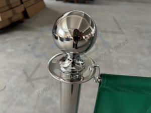 Green Canvas Barrier Posts Safety Crowd <b>Control</b> Belts Stainless Steel Queue Pole for Crowd for Hotels - Product Image 5