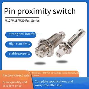 เซ็นเซอร์สวิตช์ตรวจจับระยะไกลแบบเหนี่ยวนำชนิดตัวเชื่อมต่อการบิน M12, 24V, แบบสามสาย, NPN, ปกติเปิด/ปิด, PNP - Product Image 1