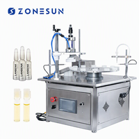 Machine de remplissage et de pressage de bouchons rotative pour tubes à réactifs en plastique, ampoules et petites bouteilles avec pompe magnétique ZONESUN ZS-AFC1C