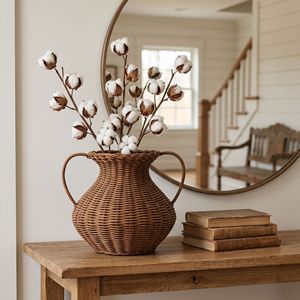 Handmade Woven Rattan Vase Fuji <b>Material</b> Decoration Basket For Living Room <b>Study</b> Dining Room Home Decor - Product Image 4