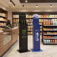 Support de présentation de boissons en métal personnalisable, étagère verticale pour le stockage de bouteilles et de canettes en magasin