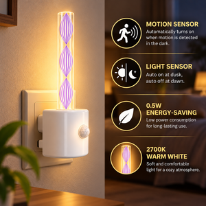 Lampe LED à détecteur de mouvement en gros, à brancher, avec capteur de lumière et détection à 120 degrés pour escaliers, couloirs et chambres - Product Image 1
