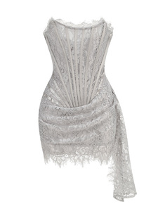 Vendita calda estate abito di pizzo floreale per le donne lisca di pesce <span class=keywords><strong>senza</strong></span> <span class=keywords><strong>spalline</strong></span> con collo al ginocchio <span class=keywords><strong>senza</strong></span> tessuto traspirante metodo di tessitura - Product Image 6