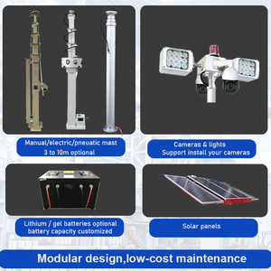 หอคอยไฟส่องสว่างเคลื่อนที่แบบไฮบริดพลังงานแสงอาทิตย์และเครื่องกำเนิดไฟฟ้าแบบออฟกริด พร้อมระบบ 4G WIFI สำหรับการเฝ้าระวังทางไกลแบบเรียลไทม์เพื่อความปลอดภัยชายแดน - Product Image 4