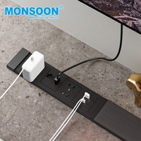 Prise de table encastrée pour meubles de cuisine, dissimulée, avec couvercle coulissant unique et ports USB Type-C