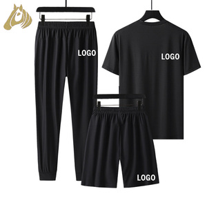 Ensemble trois pièces pour <span class=keywords><strong>homme</strong></span>, t-shirt et short, en matériaux de qualité supérieure, décontracté, sportif, séchage rapide, confortable, été - Product Image 1