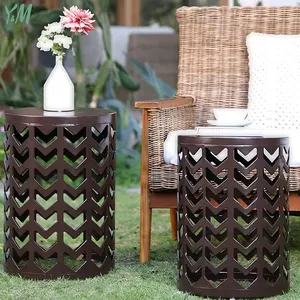 Modern Outdoor Iron Round Side Table 2-Piece Set with Adjustable Durable Features Z U Handicraft Model ZU-T06 - Product Image 3