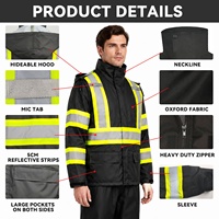 Ensemble de vêtements de pluie haute visibilité avec logo OEM, imperméable, en tissu Oxford 300D enduit de PU, veste et pantalon de sécurité réfléchissants, vêtements de travail, logo personnalisé