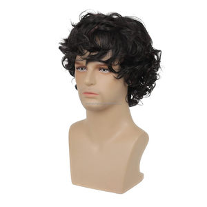 Nouvelle perruque européenne et américaine pour hommes, <span class=keywords><strong>cheveux</strong></span> courts <span class=keywords><strong>bouclés</strong></span>, style denim, perruque synthétique en soie haute température avec bandeau - Product Image 3