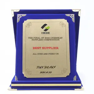 <span class=keywords><strong>Plaque</strong></span> de métal avec logo personnalisé de haute qualité <span class=keywords><strong>2022</strong></span> <span class=keywords><strong>plaque</strong></span> en bois de velours bleu - Product Image 1