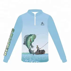 Wholesale Long Sleeve Shirt breathable Milk Silk four way UPF50+ Long sleeve quick dry ocean custom men's women's fishing wear