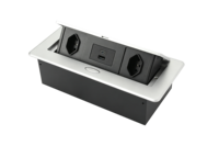 Enchufe Emergente de Aleación de Aluminio con 2 Tomas Suizas y USB Tipo C