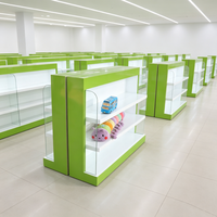 Vitrine autoportante moderne en MDF avec éclairage LED pour la présentation et le stockage de produits en pharmacie et en magasin de proximité