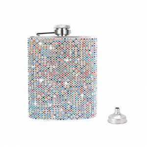 Al por mayor, cantimplora de acero inoxidable de 6oz y 8oz con diamantes de imitación brillantes para licor, whisky y alcohol - Product Image 6