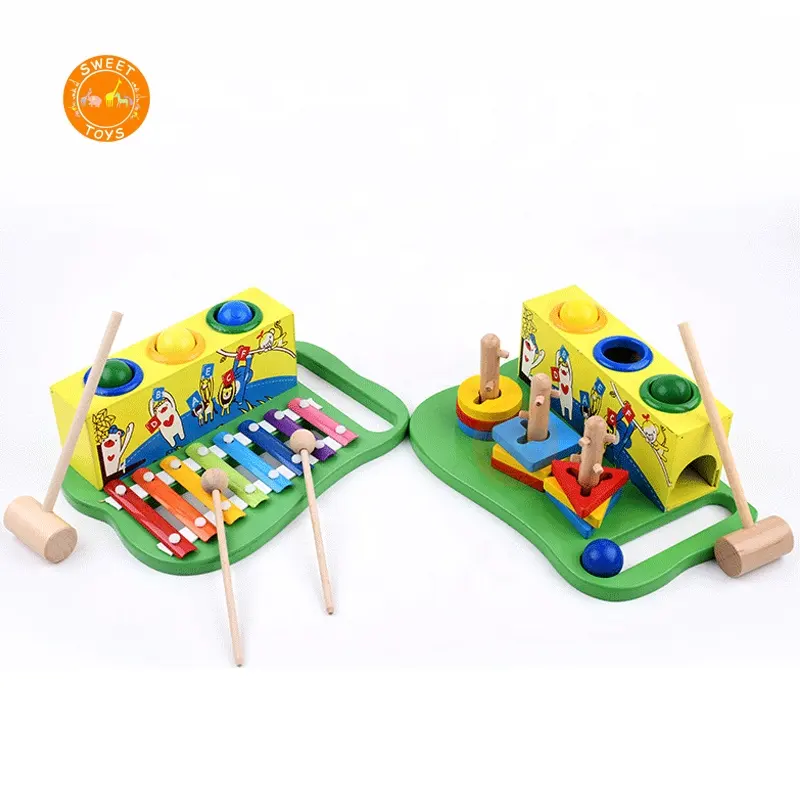 Table Piano Toys For Kids Wooden Multi functional Knocking Toys Xylophone Color Cognitive Kids Educational Toys