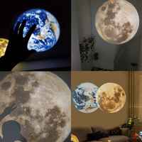 Lampe de lune 2 en 1, projecteur de terre, support rotatif à 360 degrés, USB, lune, Led, veilleuse, Projection de planète, lampe, décor de chambre