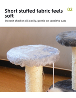 Vente en gros usine : Arbre à chat d'intérieur en carton, écologique et durable, avec mini-griffoir en corde de sisal, perchoir en peluche et jouet souris suspendu