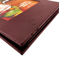 Porta Menús de Mesa con Luz LED Roja, Porta Tarjetas de Menú Iluminado para Restaurante, Cubierta de Menú A5 de 2 Páginas, Exhibidor de Mesa