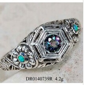 Anillo de Piedras Preciosas para Hombre, Diseño de Joyería Antigua con Circonita Semipreciosa - Product Image 1