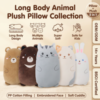 Coussin en peluche personnalisé, écologique et portable, en forme d'animal (ours, chat, hamster, lapin), long et doux, pour enfant, idéal pour l'heure du coucher