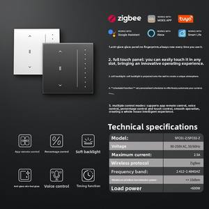 Interrupteur de rideau intelligent Zigbee Smart Home Star Feather Series, rétroéclairage OLED anti-reflet, ABS V0 universel pour Alexa pour la maison - Product Image 2