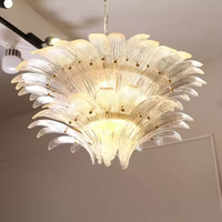 JYLIGHTING Vintage Palmatte Lustre Applique Murale Fantaisie Murano Verre Clair Lampe de Chevet