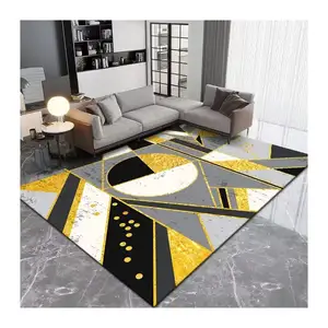 Retro Style Living Room Carpets Crystal Velvet Anti-Skid Machine Washable Factory Supply Wall To 3d Printed Floor Mats Area Rugs