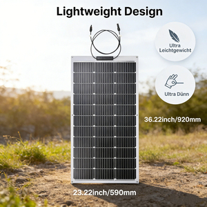 Panneau solaire monocristallin flexible ALECTER haute efficacité 100W, sortie 12V, module PV durable pour marine, camping-car, remorque, bateau - Product Image 2