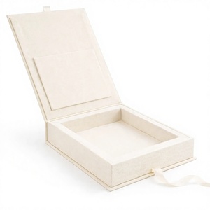 Linen Magnetic Gift Box Custom <b>Insert</b> Paperboard Packaging Box Ribbon Closure for Gift Packing - Product Image 1