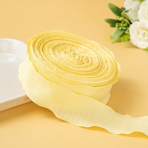 थोक रोमांटिक 4 सेमी 50 गज की पॉलिएस्टर रफ्फल्ड मछली पूंछ रिबन के लिए फूल सजावट उपहार - Product Image 4