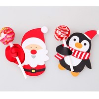 50 Stück/Packung Weihnachts-Lollipop-Anhänger Weihnachtsmann Schneemann Lebkuchenmann Weihnachtsparty-Deko Geschenk-Hängekarten
