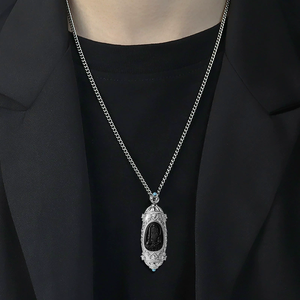 Pendentif Bouddha en jade noir véritable naturel, esprit protecteur du zodiaque, avec perle céleste incrustée d'argent S925 et pierre de naissance - Product Image 1