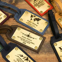 Étiquette personnalisée en cuir, métal, laiton, acier inoxydable, plaque gravée avec logo, étiquette métallique, porte-clés suspendu