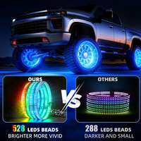 Feux de roue LED double face RVB+W modifiés pour tout-terrain de 15,5 et 17 pouces avec lumière blanche irisée