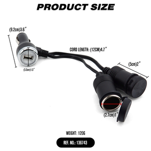 Thuốc lá nhẹ hơn <span class=keywords><strong>Splitter</strong></span> 12 Volt Ổ cắm điện xe sạc với cổng <span class=keywords><strong>USB</strong></span> - Product Image 2