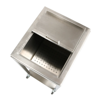 Troli Pendingin Es Stainless Steel Kapasitas Besar, Kotak Es, Stasiun Bar Koktail, Pendingin Es Stainless Steel Beroda