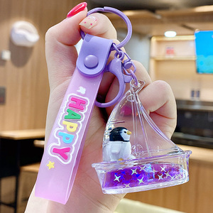 Oil Liquid Quicksand Bottle Ocean Polar <b>Bear</b> <b>Cute</b> Cartoon Crystal Keychain Exquisite Girls' Small Accessories School Bag Pendant - Product Image 6