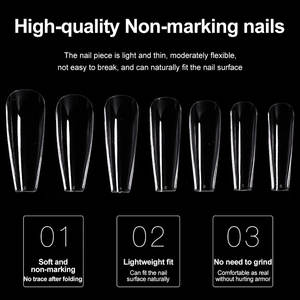 Puntas de uñas francesas en ABS largo acrílico medio falso <span class=keywords><strong>Cofer</strong></span> almendra Stiletto cuadrado salón modelos de diseño para bricolaje para aplicación en los dedos - Product Image 5
