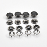 Kancing Tekan Logam Kuningan 12mm Bulat Berlapis Flatback 4-Bagian Mutiara Hitam Model Prong Snap Warna Nikel/Gun Metal # 333