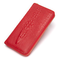 Dompet Pria Kulit Asli Motif Buaya Bisnis Multi-Slot Kartu Tas Clutch Kulit Sapi Lapis Pertama