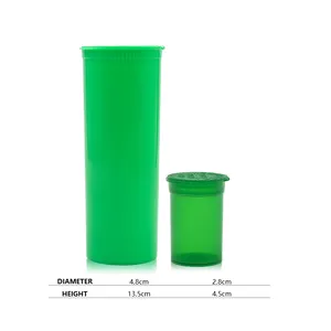 Green Pop Top Tubes Medical Plastic PP Vials Bottles for flower gummies packaging CR squeeze to open
